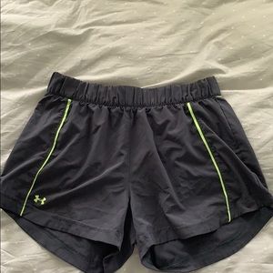 Charcoal grey pair of Under Armour workout shorts